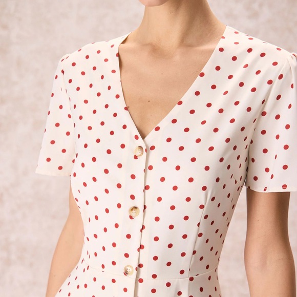 RIHOAS White and Red Polka Dot Midi Dress - Picture 6 of 6